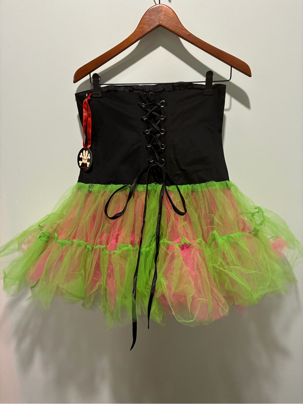 HELL BUNNY Corset and Tulle Tutu Skirt Dress L -XXL Pink and Green NWT